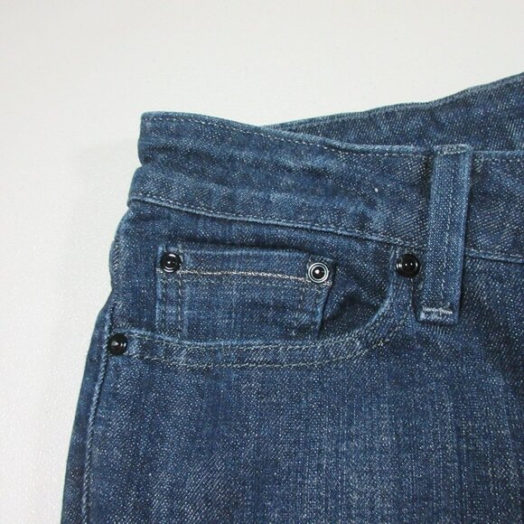 Levis womens women dark distressed 545 lowrise stretch flap boot jeans 14x32 EUC - Picture 3 of 8